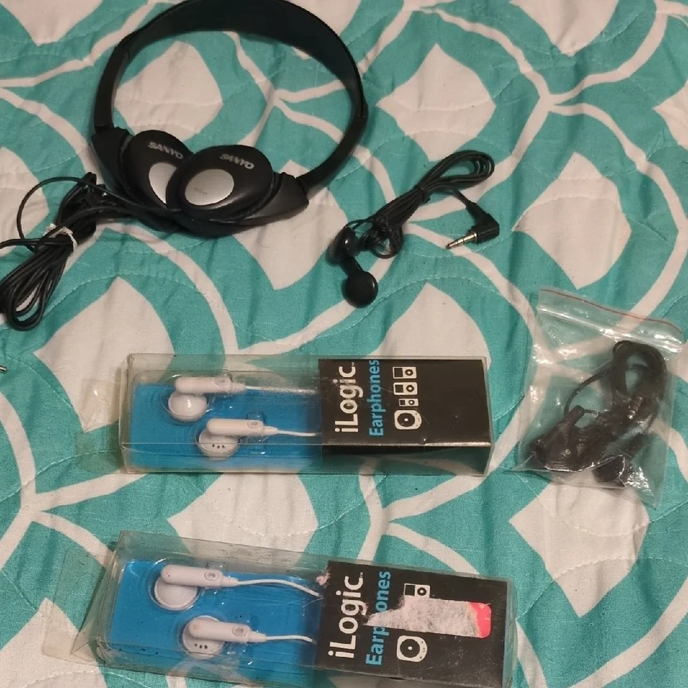 Black Headphones and iLogic Earphones Set